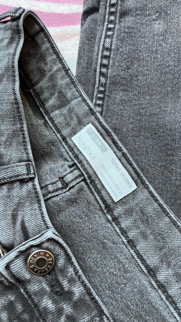 Gri Düğmeli Kadın Denim Pantolon - Görsel 2