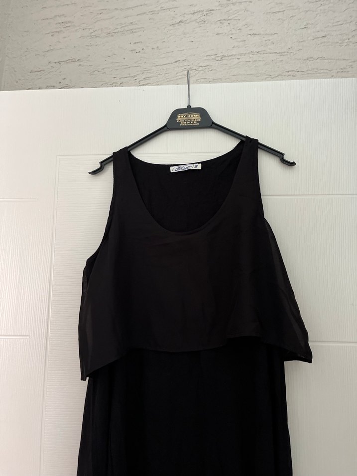 Siyah Midi Salaş Kolsuz Elbise - Görsel 2