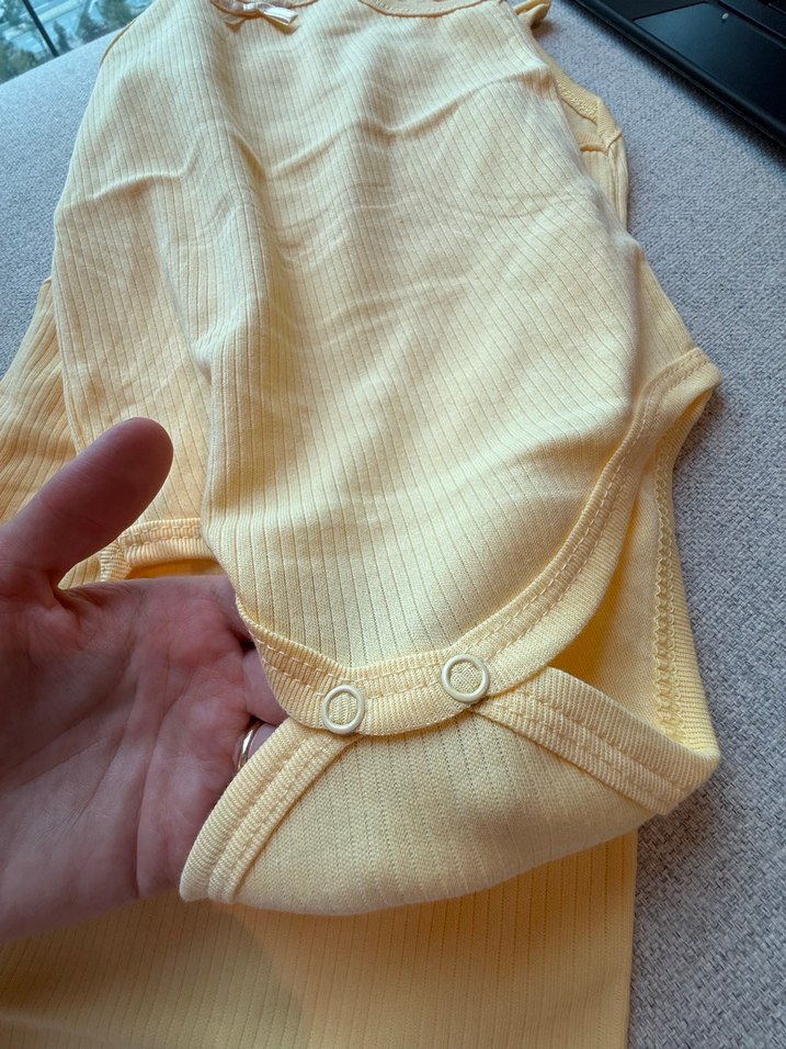 Sarı V Yakalı Uzun Kollu Hemşirelik Sabahlığı - Görsel 3