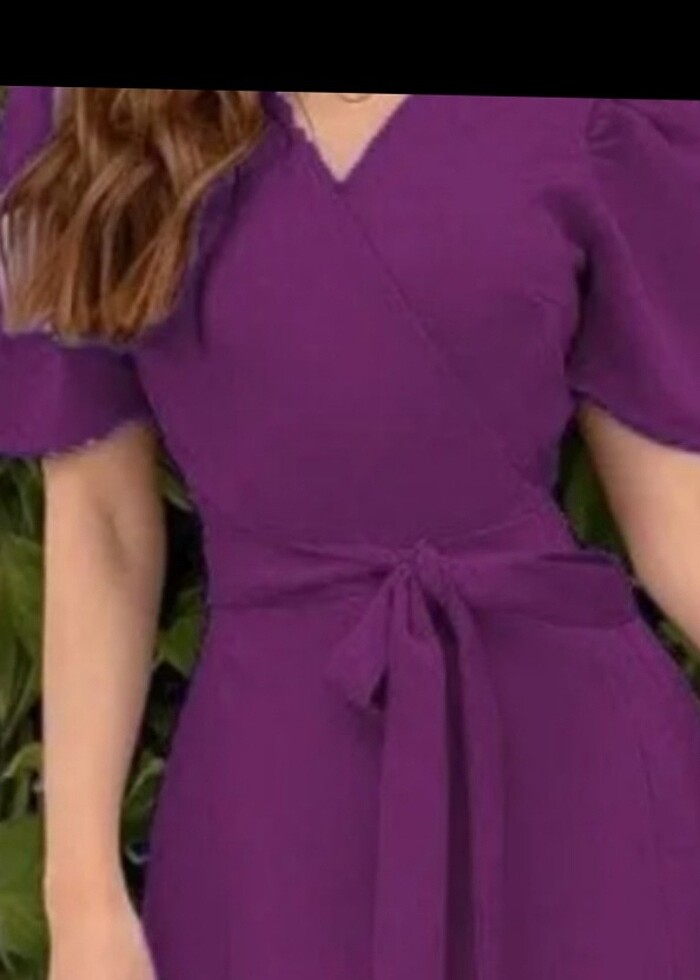 Midi elbise mürdüm - Görsel 2