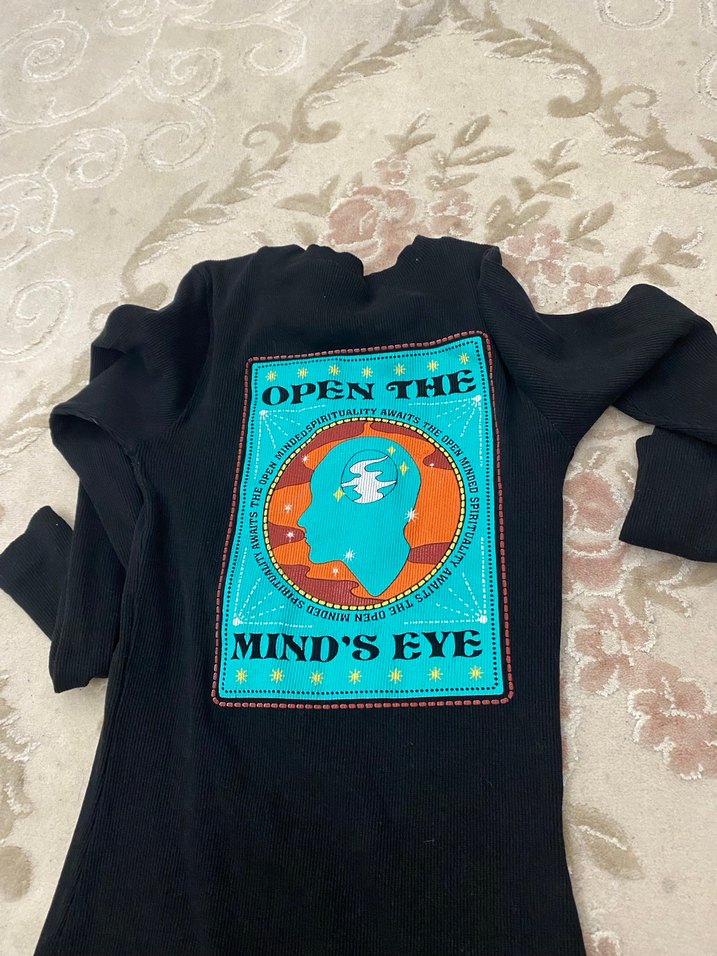 Siyah Baskılı Uzun Kollu Kadın Elbise - Görsel 2