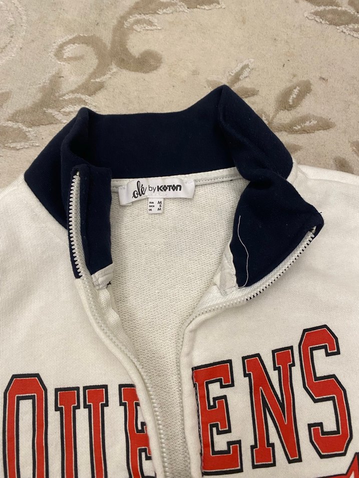 Beyaz Fermuarlı Baskılı ceket - Görsel 4