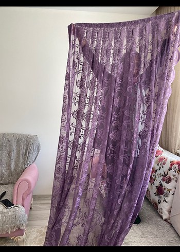 Mor Nakışlı fon perde - Görsel 2