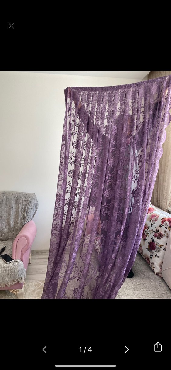 Mor Nakışlı fon perde - Görsel 2