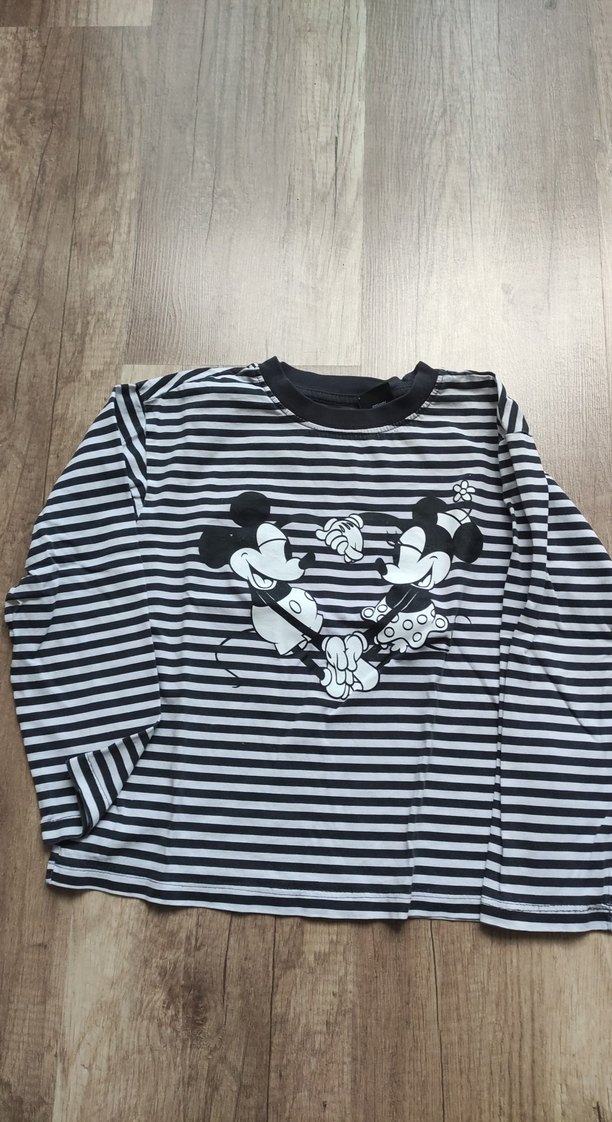 Kız Çocuk Gri Çizgili Mickey Baskılı Sweatshirt - Görsel 3