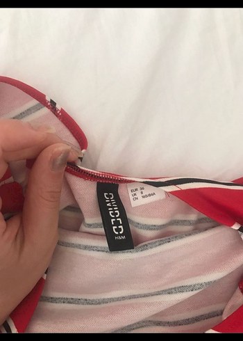 Kırmızı Çizgili Askılı Midi Elbise - Görsel 3