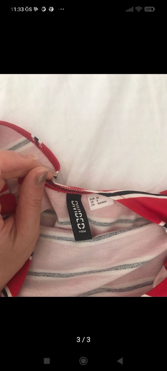 Kırmızı Çizgili Askılı Midi Elbise - Görsel 3