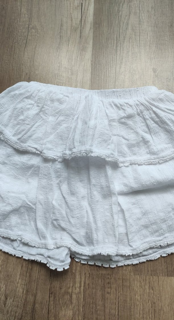 Kız çocuk Beyaz Keten Fırfırlı Mini Etek - Görsel 2