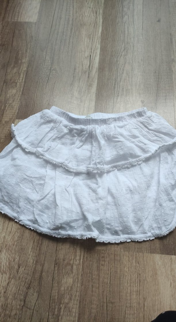 Kız çocuk Beyaz Keten Fırfırlı Mini Etek - Görsel 3