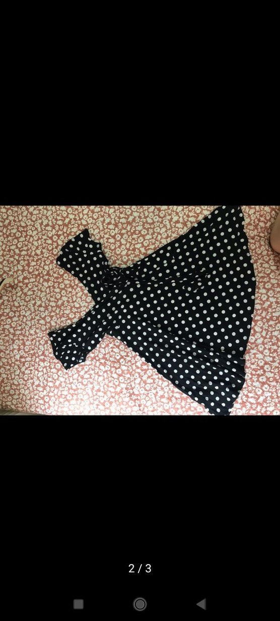 Siyah Puantiyeli V Yaka Midi Elbise - Görsel 2