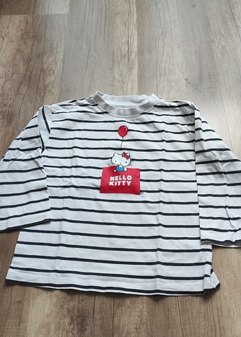 Uzun Kollu Beyaz Çizgili Hello Kitty Tişört - Görsel 3