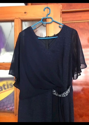 Siyah Drape Detaylı Uzun Abiye Elbise - Görsel 2