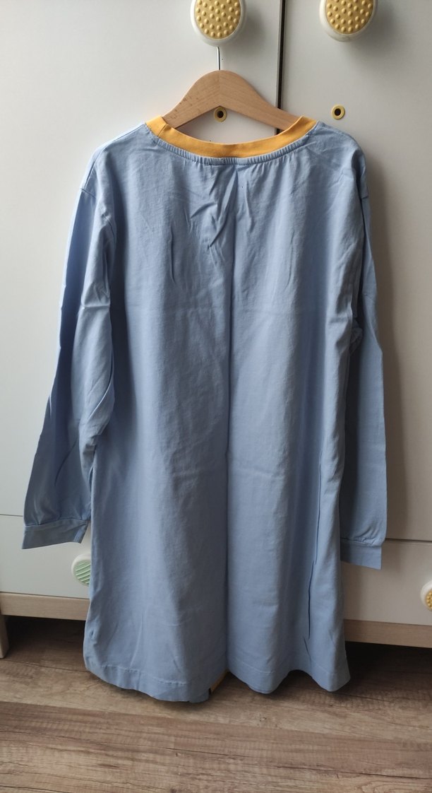 Uzun Kollu, Baskılı Mavi Emzirme Gecelik - Görsel 4