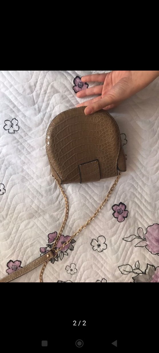 Bej Deri Yılan Desenli Tokalı Kadın Çanta - Görsel 2