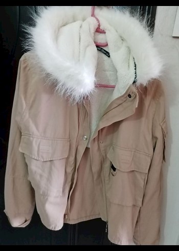 Kürklü Bej Kısa Kadın Kışlık Mont - Görsel 2