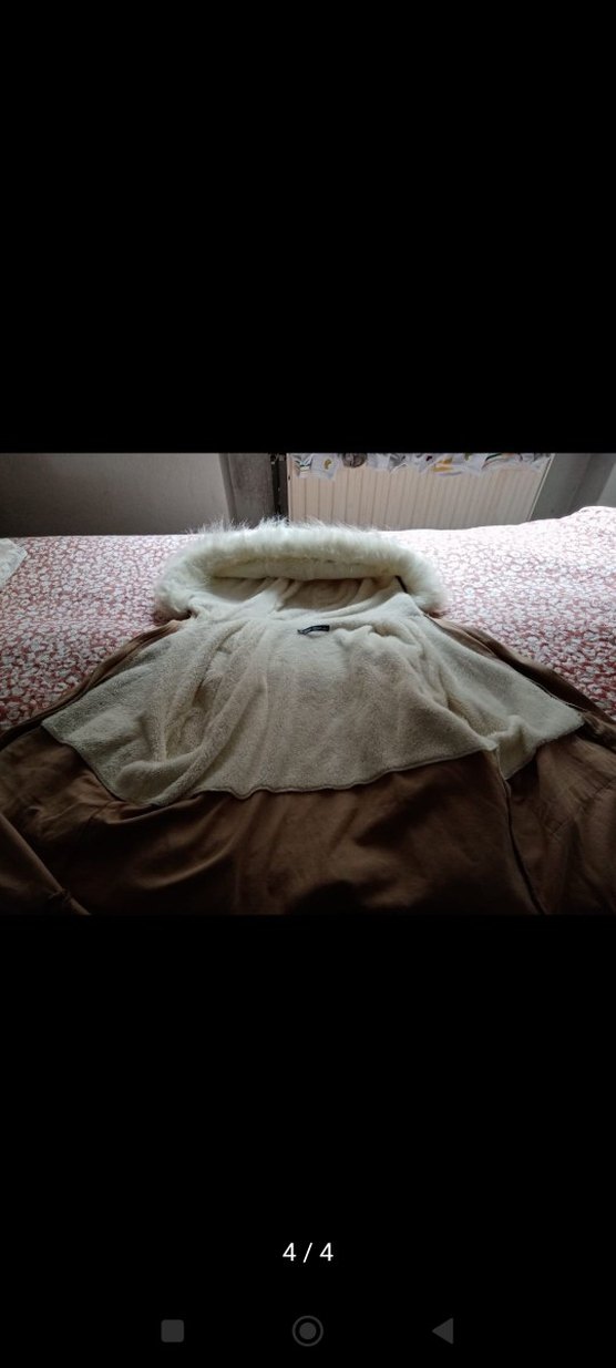 Kürklü Bej Kısa Kadın Kışlık Mont - Görsel 4