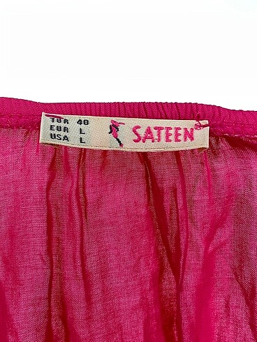 l Beden pembe Renk Saten Bluz %70 İndirimli.
