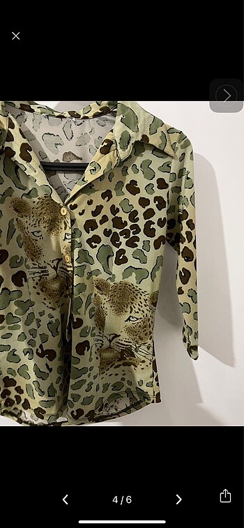 Leoparlı vintage green gömlek