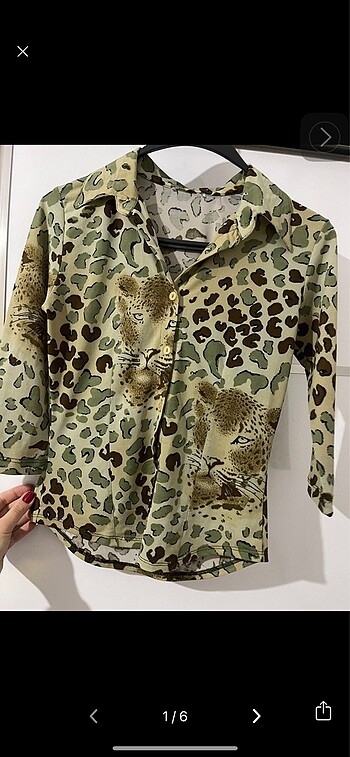 Leoparlı vintage green gömlek