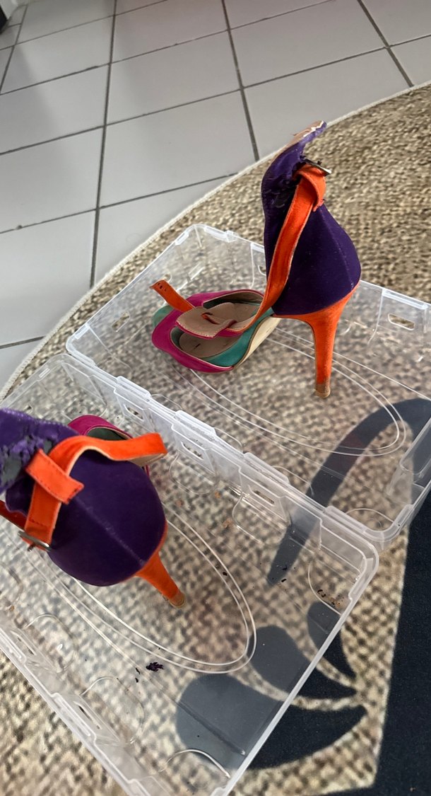 Renkli Yılan Desenli Platform Topuklu Kadın Ayakkabı - Görsel 3