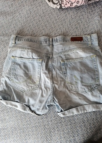 38 Beden gri Renk Gri Kadın Mini Denim Şort Bol Kesim
