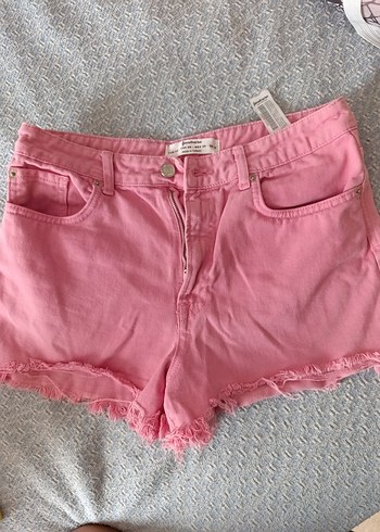 Stradivarius Pembe Kadın Mini Denim Şort