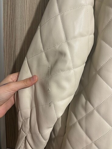 s Beden beyaz Renk Oversize deri ceket bej rengi