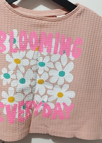 Zara Orijinal Çiçek Baskılı Pembe Uzun Kollu Kız Tişörtü