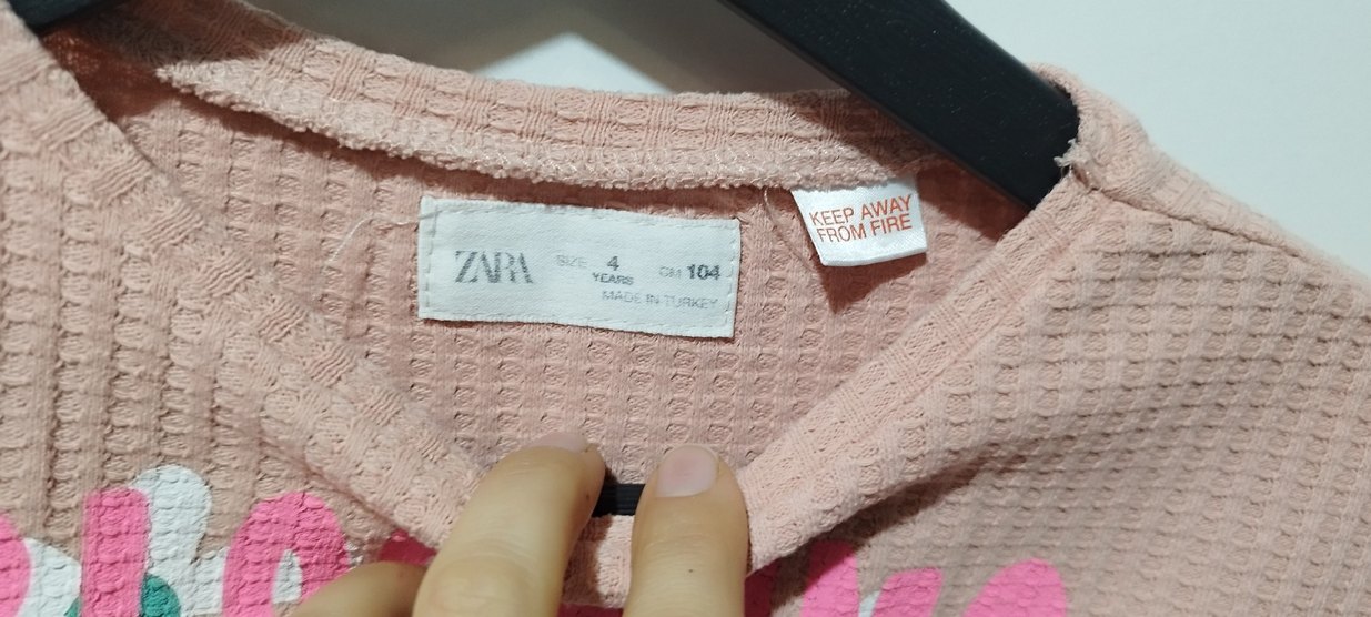 Zara Orijinal Çiçek Baskılı Pembe Uzun Kollu Kız Tişörtü - Görsel 2