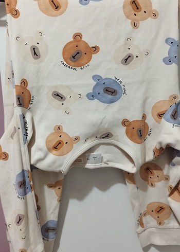 Zara Orijinal Desenli, uzun kollu, bej hamile pijaması