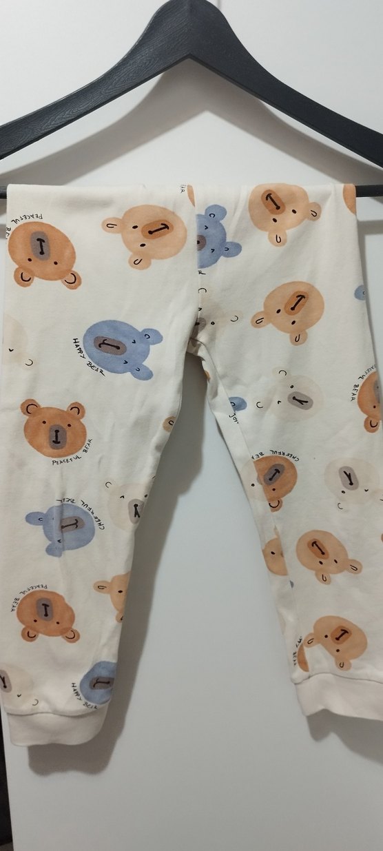 Zara Orijinal Desenli, uzun kollu, bej hamile pijaması - Görsel 2