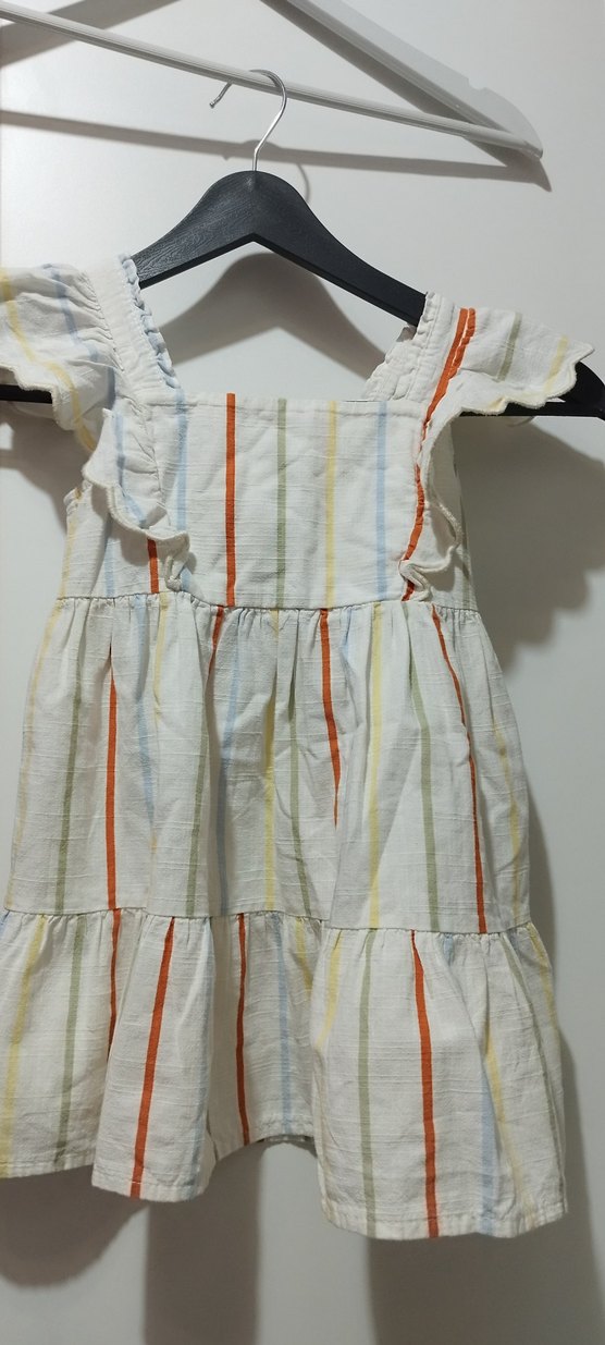 Kız Çocuk Fırfırlı Pamuklu Askısız Elbise - Görsel 2