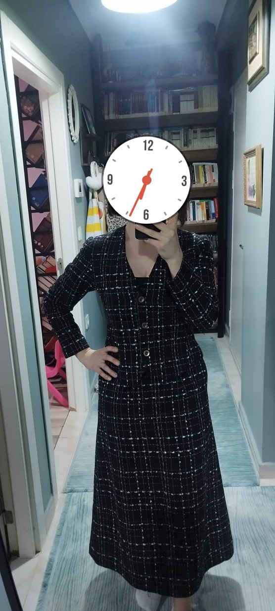 Tüvit Kışlık Düğmeli Midi Kadın Takım - Görsel 2