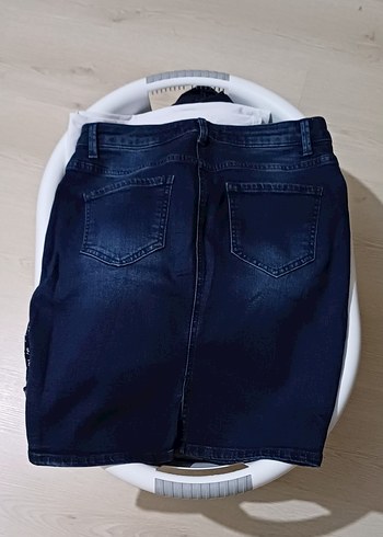 LC Waikiki Kadın Lacivert Kot Mini Etek