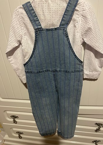 Erkek Çocuk Denim Tulum ve Beyaz Gömlek - Görsel 3