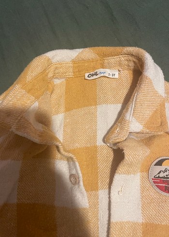 Sarı Kareli Kız Çocuk Düğmeli Gömlek - Görsel 2