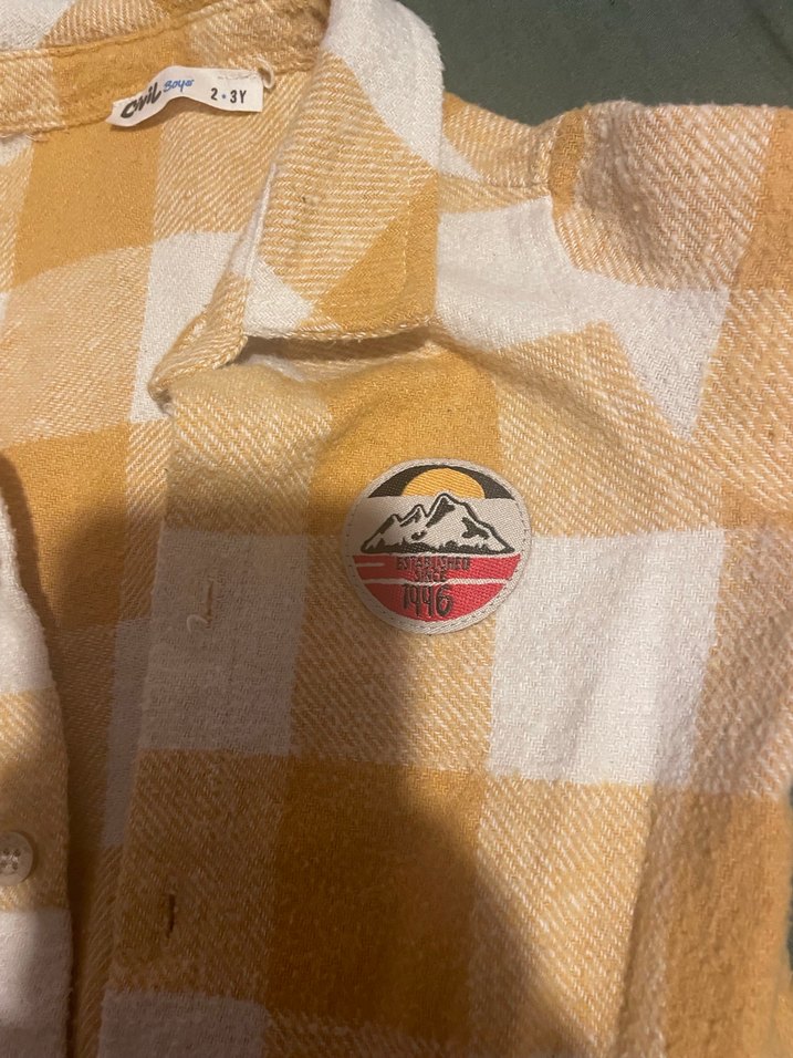 Sarı Kareli Kız Çocuk Düğmeli Gömlek - Görsel 3