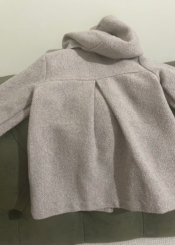 Bej Kız Çocuk Düğmeli Yün Kaban - Görsel 4