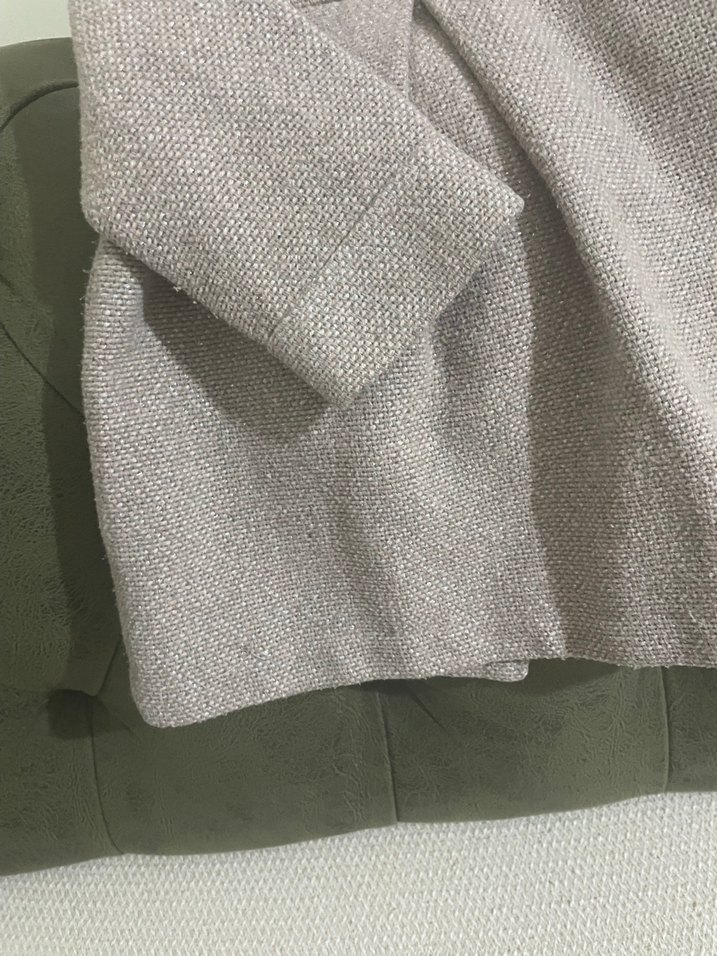 Bej Kız Çocuk Düğmeli Yün Kaban - Görsel 5