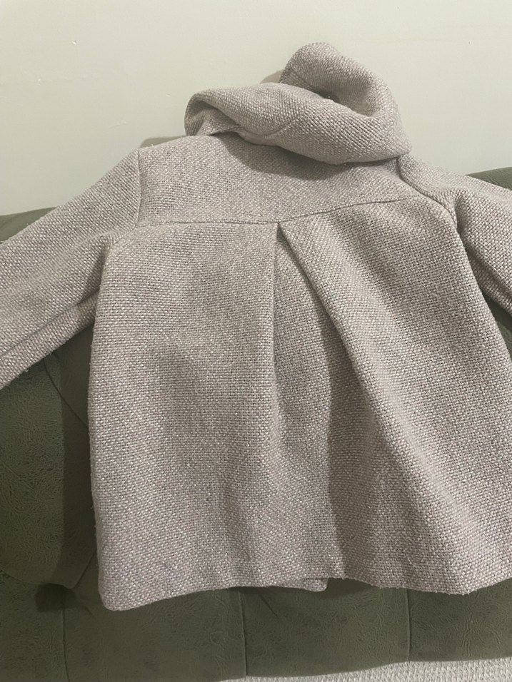 Bej Kız Çocuk Düğmeli Yün Kaban - Görsel 4