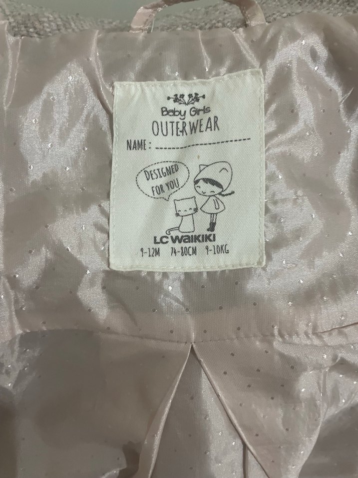 Bej Kız Çocuk Düğmeli Yün Kaban - Görsel 3