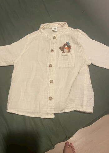 Erkek Bebek Nakışlı Keten Gömlek - Görsel 4