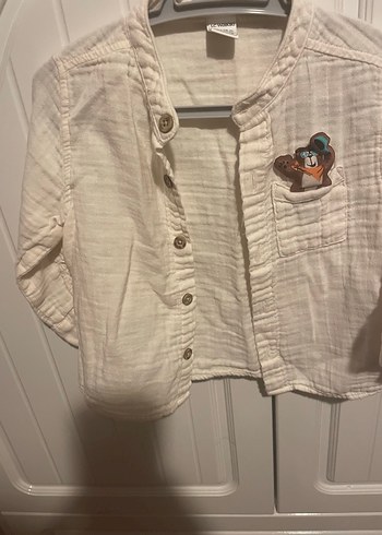 Erkek Bebek Nakışlı Keten Gömlek - Görsel 3