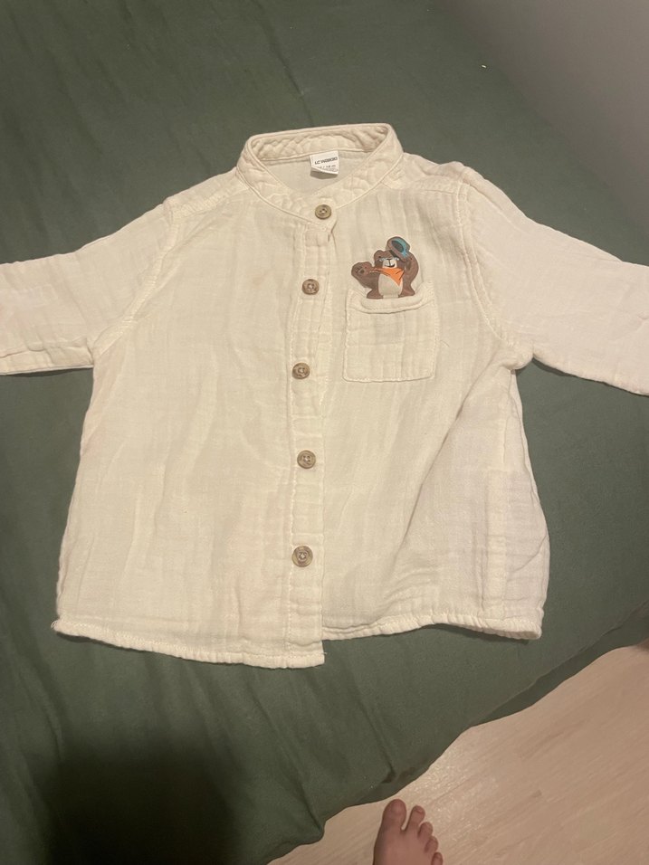 Erkek Bebek Nakışlı Keten Gömlek - Görsel 4