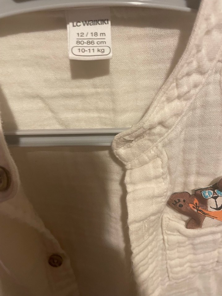 Erkek Bebek Nakışlı Keten Gömlek - Görsel 2