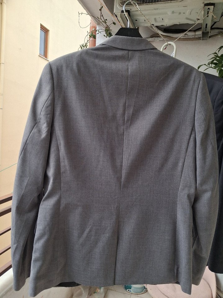 Düğmeli Gri Erkek Ceket, Normal Boy, Notch Yaka - Görsel 2