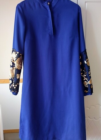 Saks mavisi şık tunik