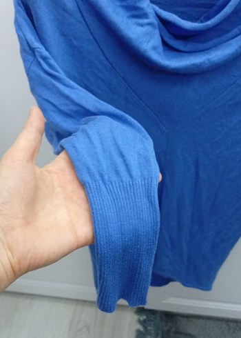 Kadın Mavi Salaş Yaka Detaylı Triko - Görsel 2