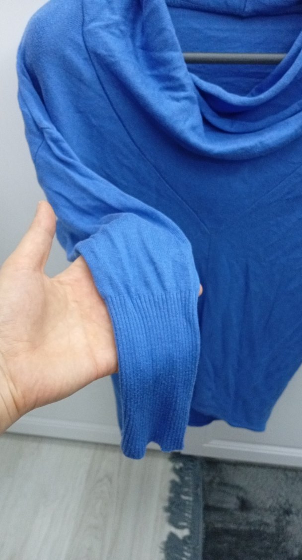 Kadın Mavi Salaş Yaka Detaylı Triko - Görsel 2