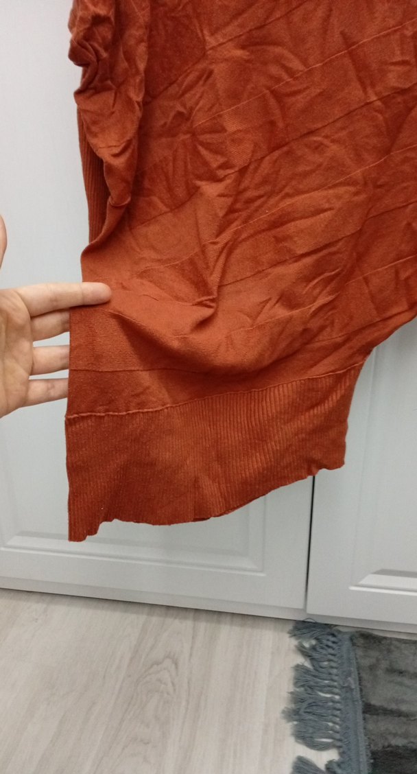 Kahverengi Keten Salaş Drapeli Kadın Kazak - Görsel 2